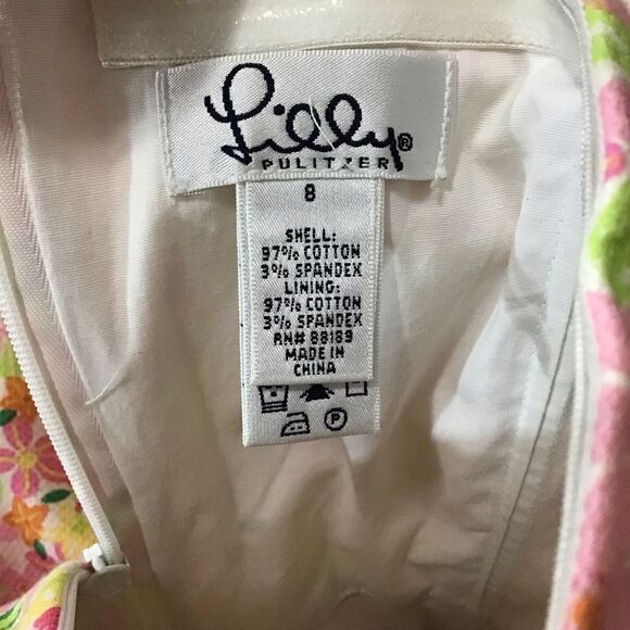 Lilly Pulitzer Pink Floral Strapless Scalloped Hem Dress 8 - Picture 10 of 11